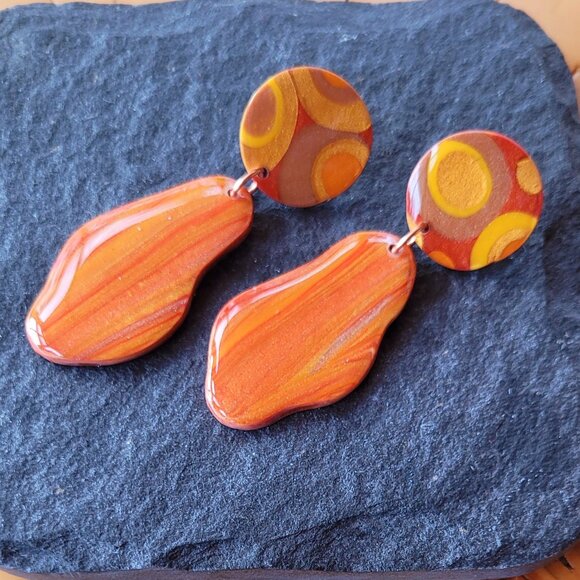Handmade Abstract Polymer Clay Earrings - Picture 3 of 3